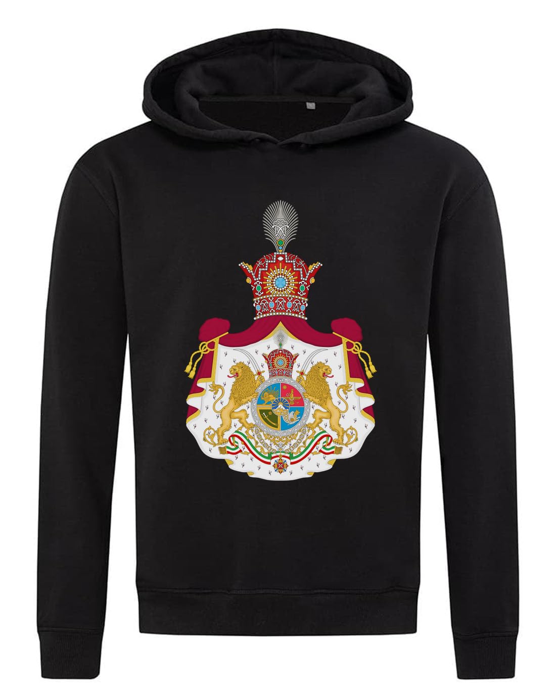 Herb Iranu bluza z kapturem bluza z kapturem mieszanka bawełny czarna