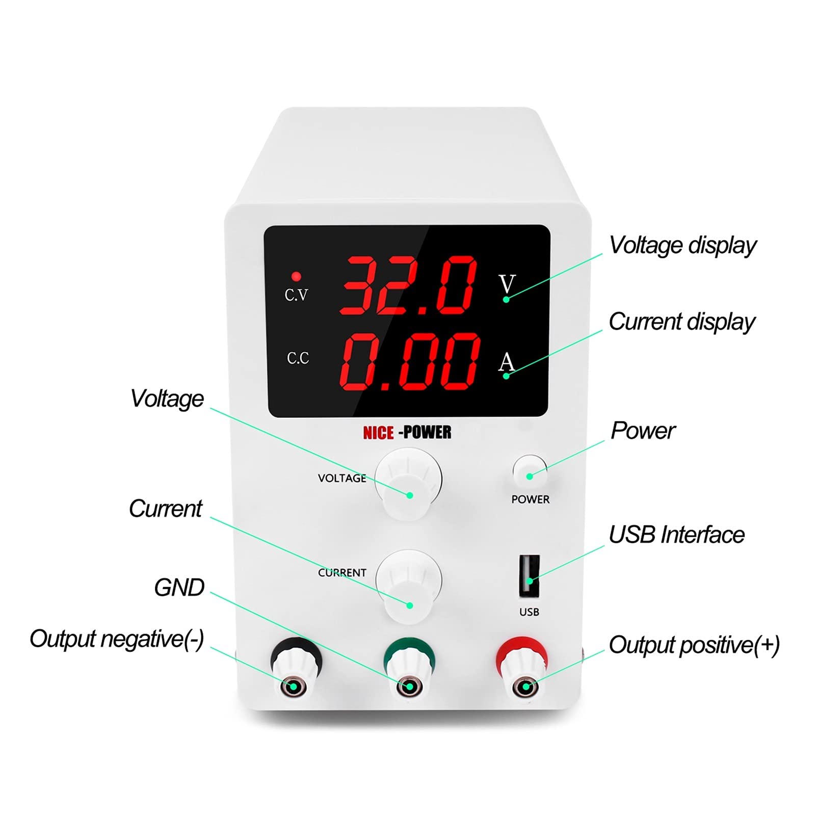 Labornetzteil, Digitalbank reguliertes Wechsel DC USB. Stromversorgung 3. 0V 10A. Einstellbare Laborbank-Stromquellenregler(AU)