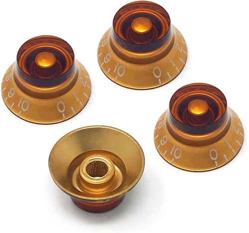 Miniatura 7 de Vintage Forge Pomos de campana dorados compatibles con guitarra eléctrica Gibson Les Paul (juego de 4) se adapta a 24 macetas de eje dividido de