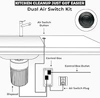 Vista 37 de 2.5" Long Single Outlet On/Off (Black) Air Switch Garbage Disposal Push Button with Cord, Kitchen Sink Top Switch, Garbage Disposal Kit for Waste
