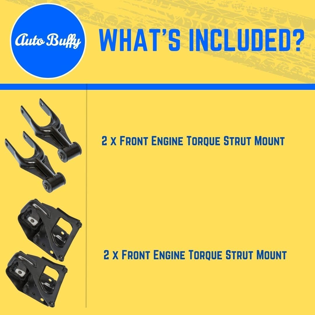 Front Engine Motor Torque Strut Mount w/ Bracket Set of 4 Fits Buick Chevrolet Replacement for EM-3090 3090 A5372 EM-3104 3104 A5263