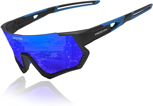 KINGSEVEN Gafas de ciclismo polarizadas para hombres y mujeres, bicicleta deportiva, MTB, gafas de sol con 3 lentes intercambiables LS910