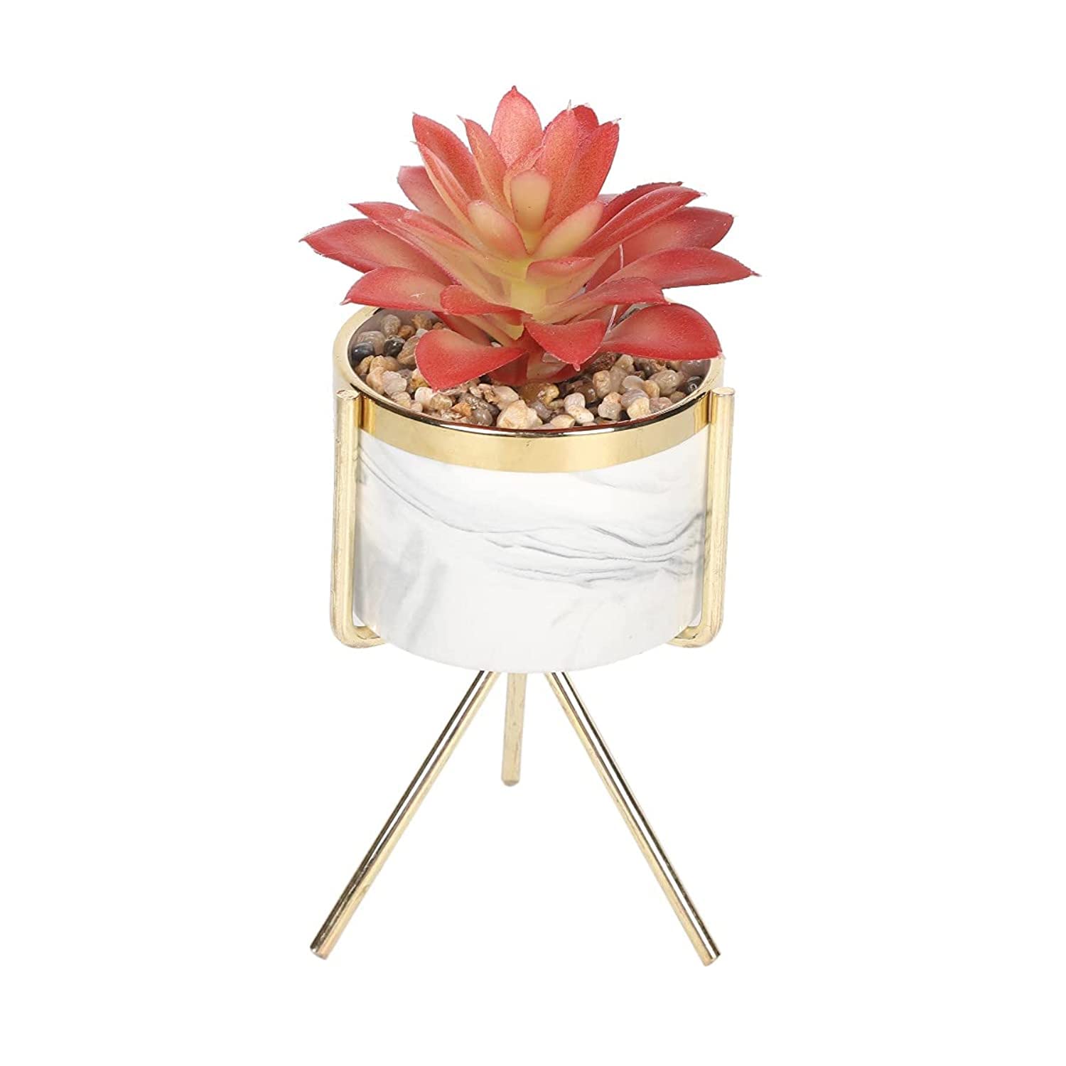 Plante succulente artificielle Sleepdown Halo en pot effet marbre rouge