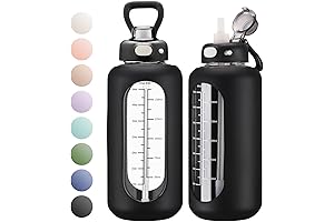 SieroZur 64oz Water Bottle with Time Marker and Silicone Sleeve