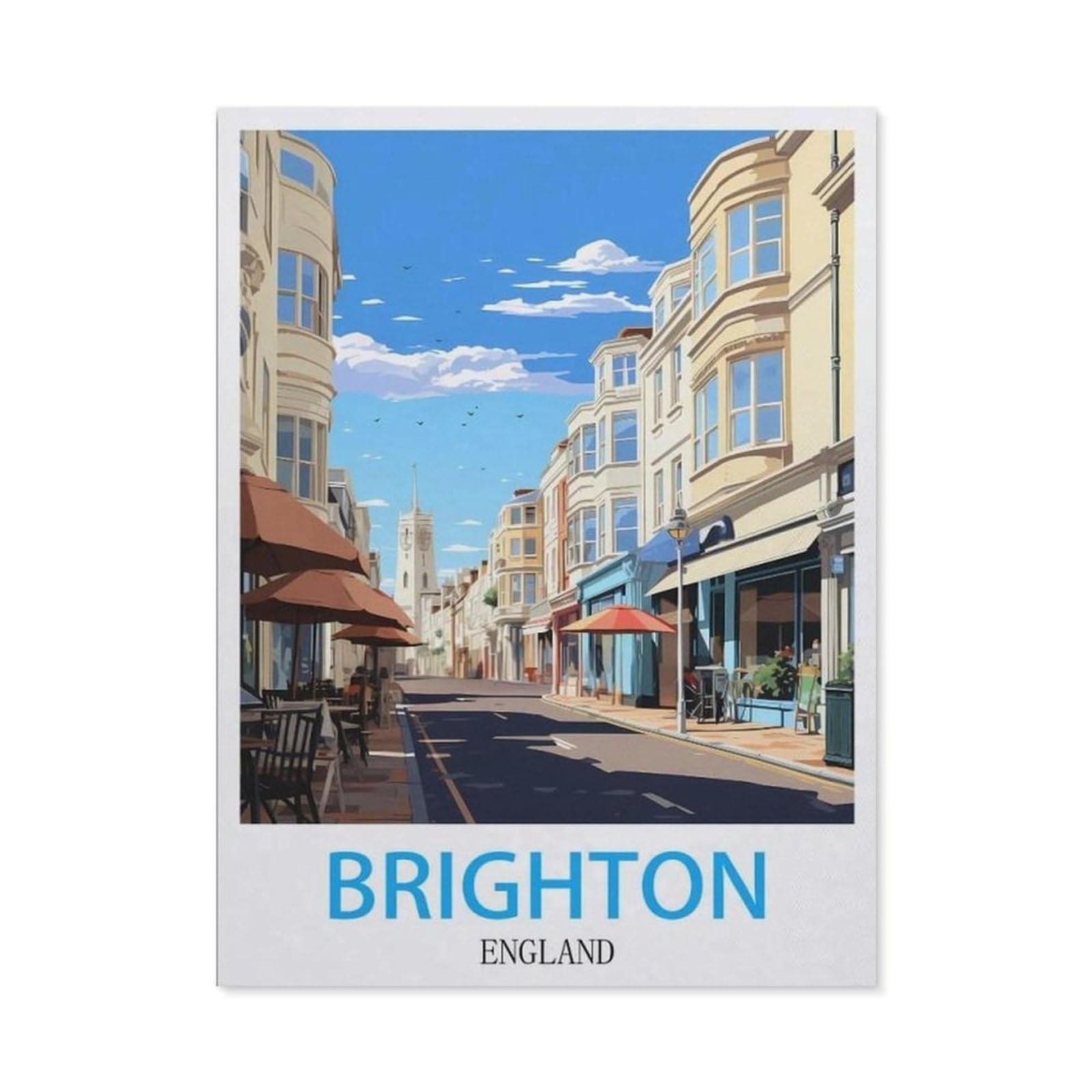 Beayodkp （40 X 50 Cm/15.74 X 19.68 Inches） 5D Diamond Painting，Brighton England Vintage Travel Poster，Diamond Embroidery Cross Stitch-Ch19