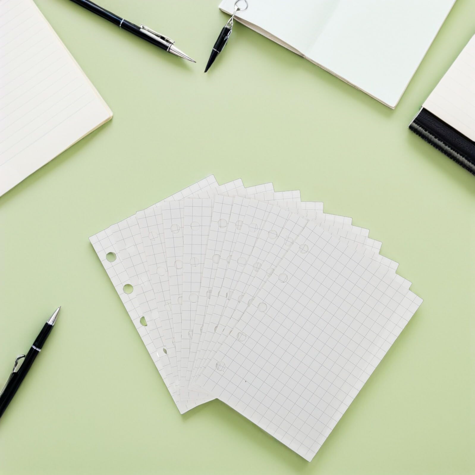 Ricarica Carta Planner M5 20 Pezzi 5 Fori Mini Fogli Rigati a Quadretti per Agenda Organizer Tascabile Compatibile Quaderni Ufficio Scuola