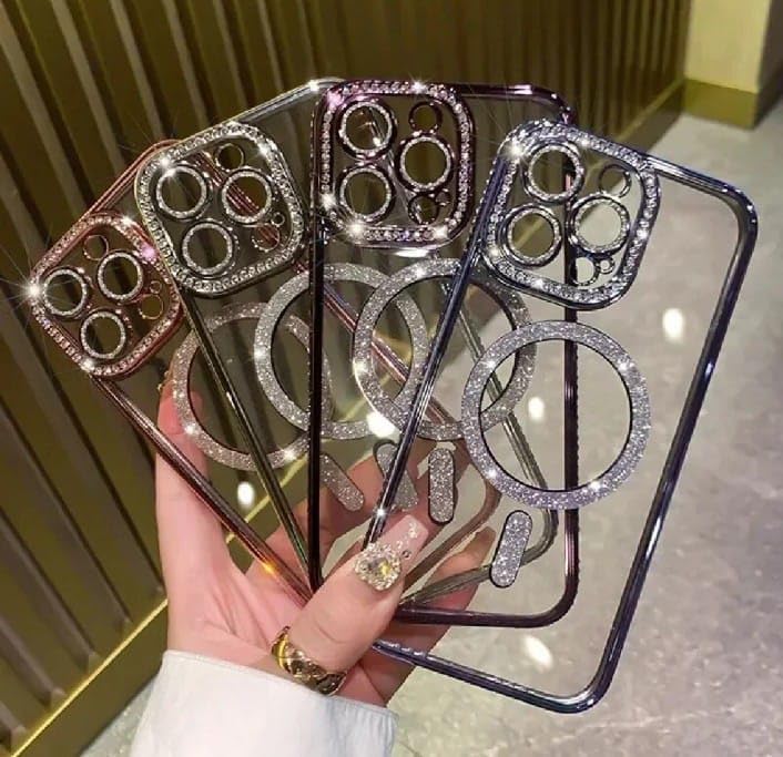 Image of Cute Compatible with iPhone 13 Diamon Glitter Case,Luxury Bling Rhinestone Soft Clear TPU Bumper Case,Compatible with MagSfe and Camera Lens Protection Cover for Women Girls (Black)