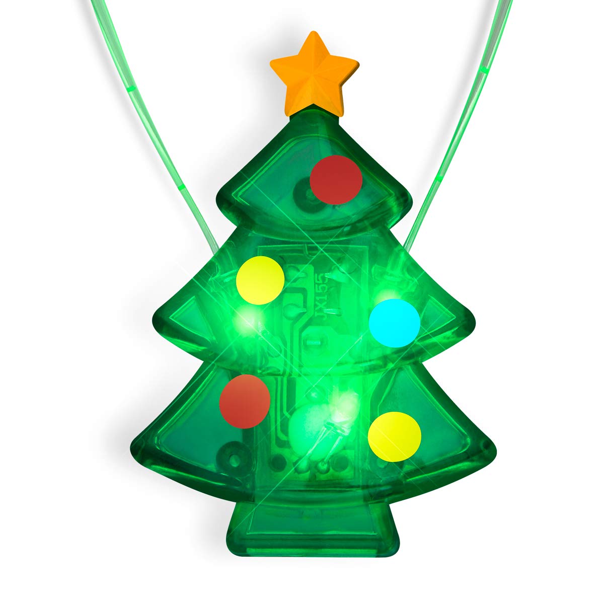 Green Flashing LED Light Up Christmas Tree Necklace