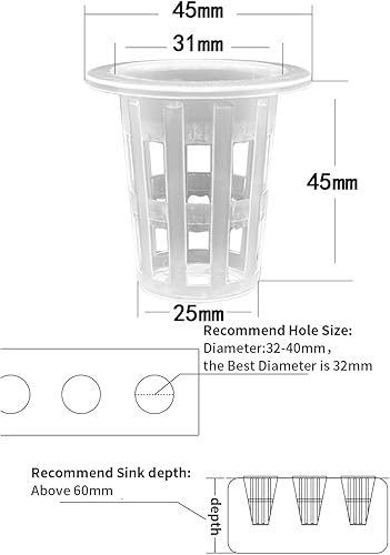 Miniatura 2 de Paquete de 100 macetas de red de 1 pulgada, macetas de malla ranuradas para jardín, macetas hidropónicas, macetas para plantas y viveros