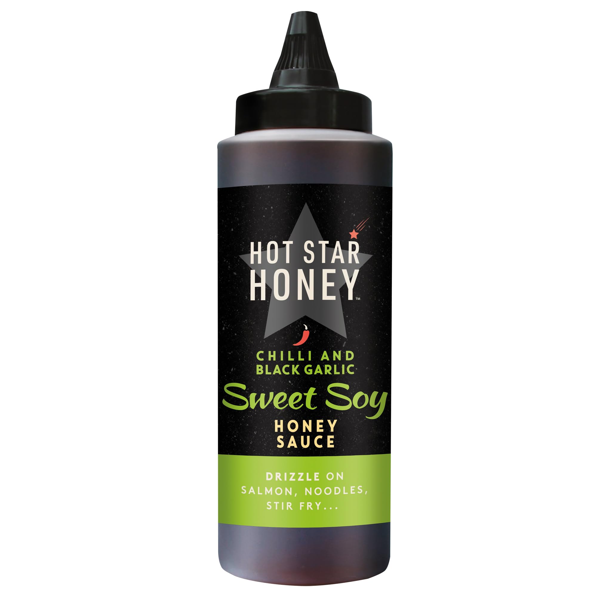 Hot Star Honey Sweet Soy Sauce - Handcrafted Soy Honey Sauce with Chilli & Black Garlic - 100% Natural, No Additives - Perfect for Stir-Fry, Chicken, Noodles & Rice - Made in UK - 330g