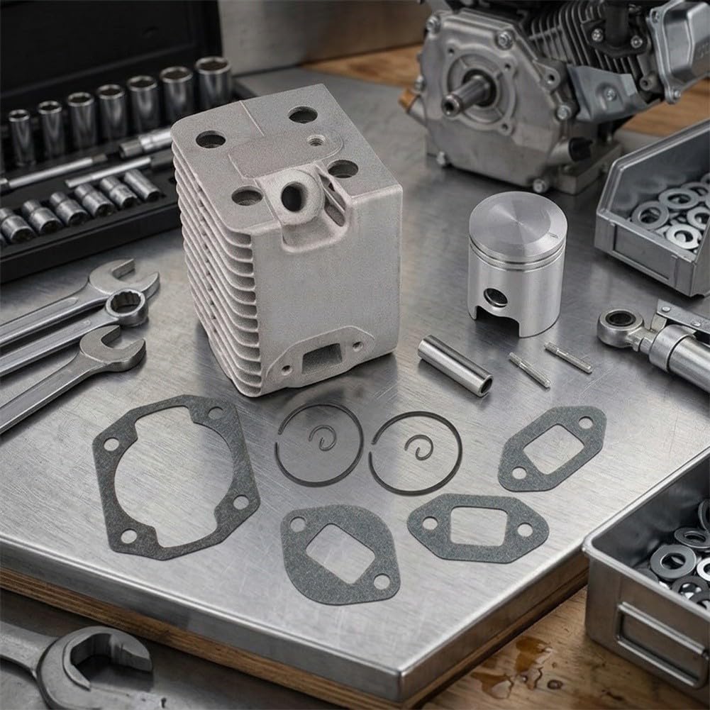 Zoegneer Kit de cilindro de motosierra para Wacker Neuson WM80 WM80C BS30 BS50 BS60 BH23 BH24 BH55 BH65 reemplazo de motor con 4 juntas construcción de metal
