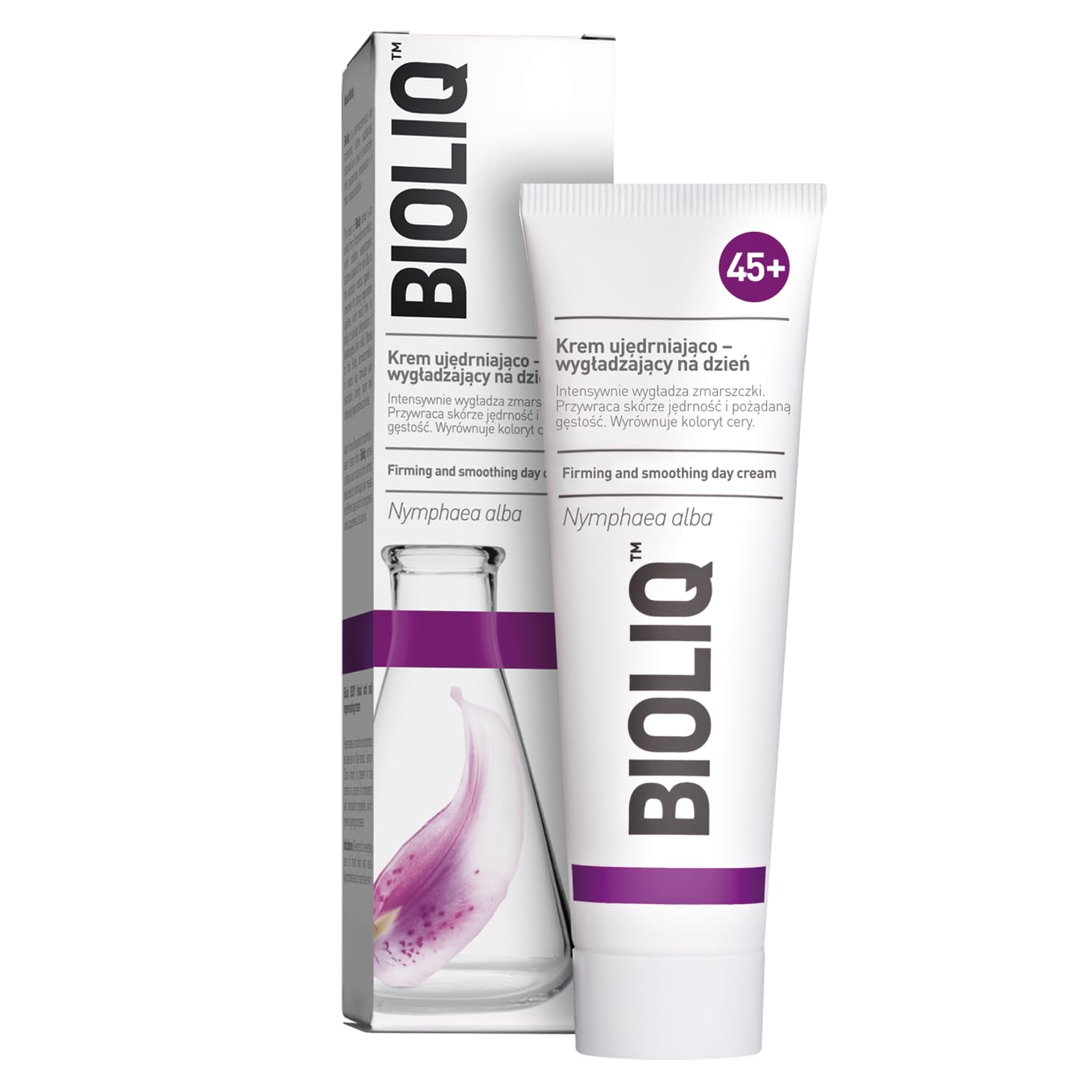 Bioliq 45+ Firming and Smoothing Day Cream - Wrinkle Smoothing with European White Water Lily Extract, Restores Firmness, Balances Skin Color - 50ml