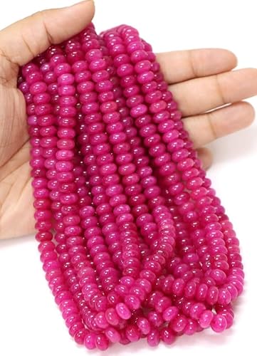 Miniatura 4 de Cuentas suaves naturales de calcedonia rosa intenso de 0.276-0.315 in 8 pulgadas de largo para hacer joyas, cuentas de piedras preciosas para collar