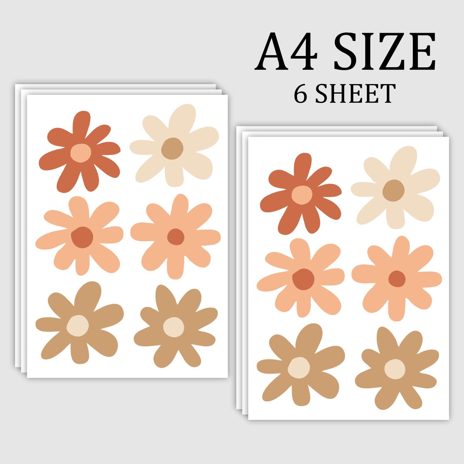 CVANU 6 Sheets of Beautiful Flowers Wall Sticker Printed on Frosted Vinyl Self-Adhesive for Wall Decoration (8.3inchX11.7inch)_F163 - Image 4 thumbnail