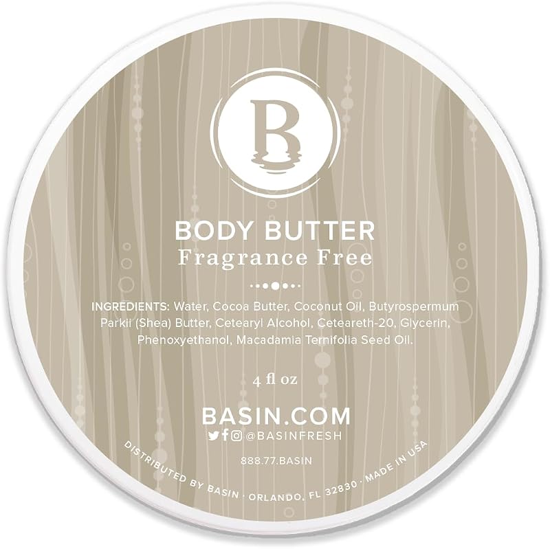 Basin Manteiga Corporal sem Fragrância com Manteiga de Karité e Manteiga de Cacau, 231 g
