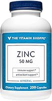 Vista 5 de The Vitamin Shoppe Zinc 50MG - Apoyo inmunológico, salud de la piel y protección antioxidante, mineral esencial (100 cápsulas)