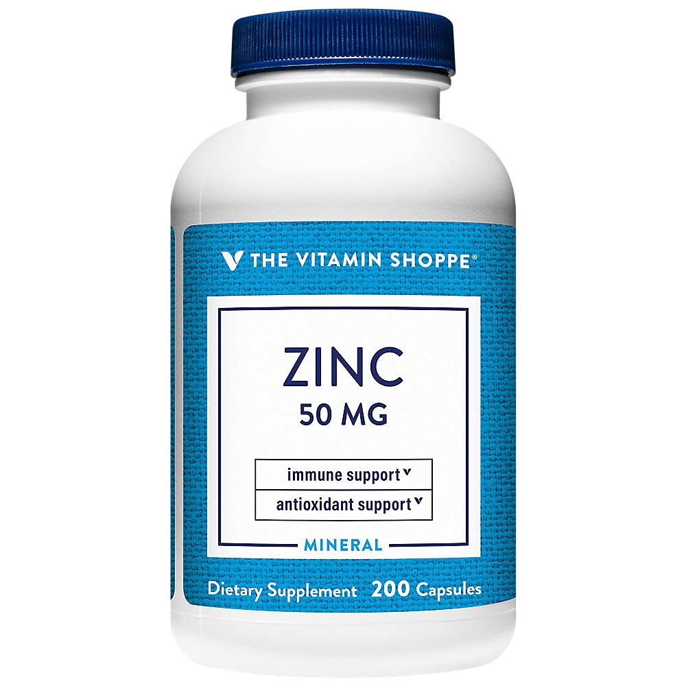 The Vitamin Shoppe Brand Zinc 50 MG, Immune Support, 200 Capsules