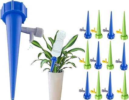 Excadrill Self Watering Spikes for Plants, Automatic Plant Waterer, Adjustable Drip Irrigation Devices for Outdoor & Garden (Green) (24)