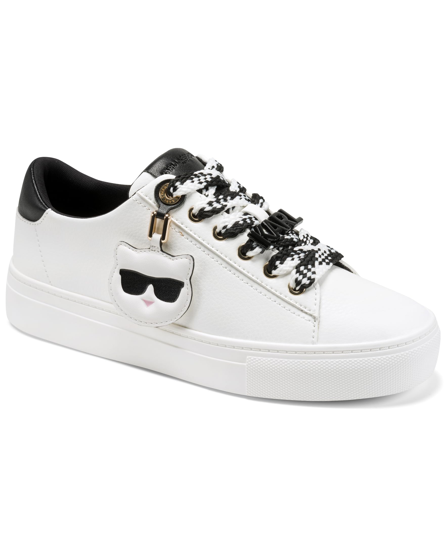 Karl Lagerfeld Womens Capree Lace Up Sneaker with Choupette Charm