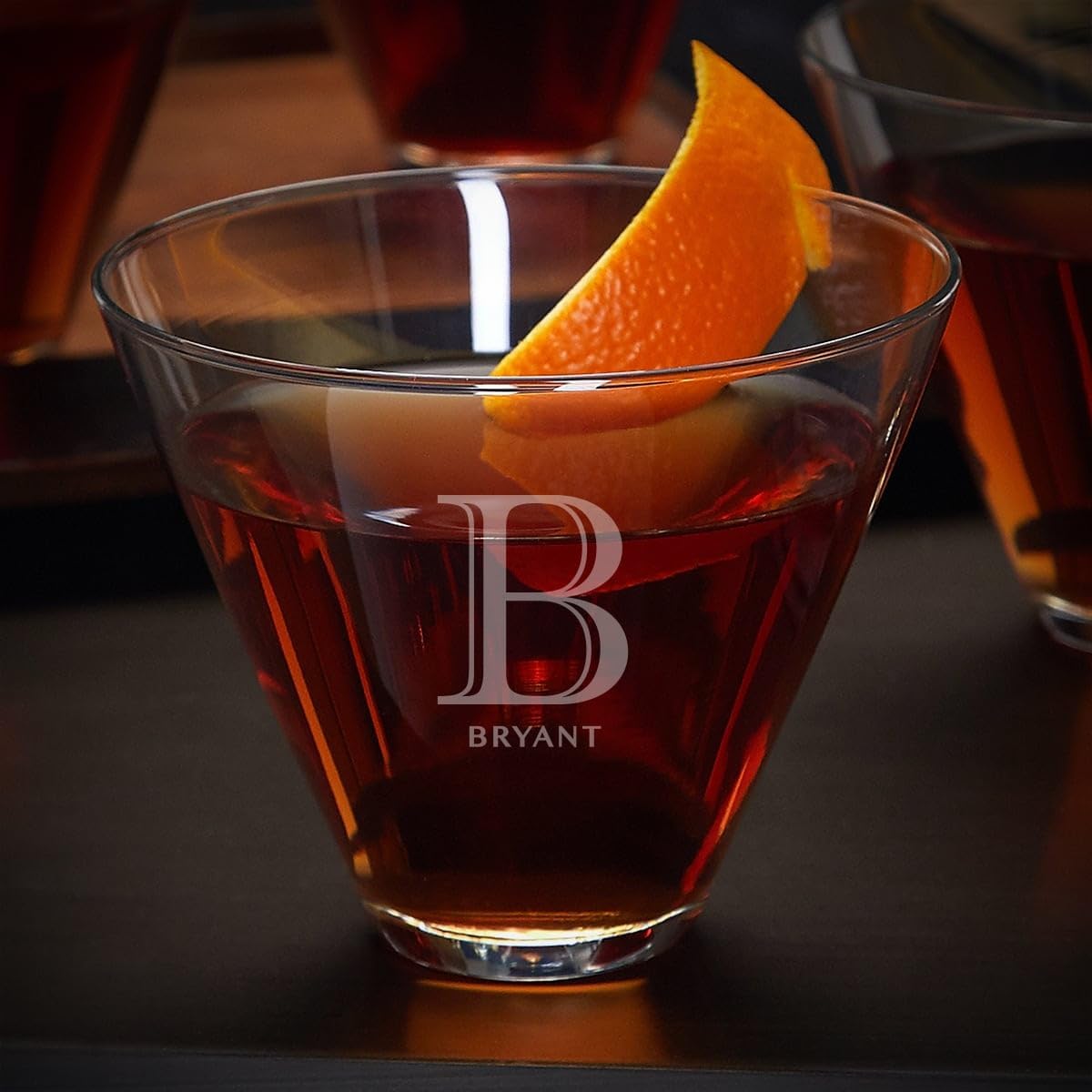 HomeWetBar Personalized Stemless Martini Glasses, Set of 4 - Engraved Martini Glasses