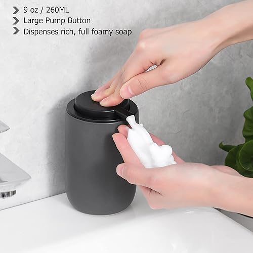 Miniatura 2 de Dispensador de jabón espumoso, dispensador de jabón de manos de espuma de cerámica gruesa para baño o fregadero de cocina, botellas de bomba líquida