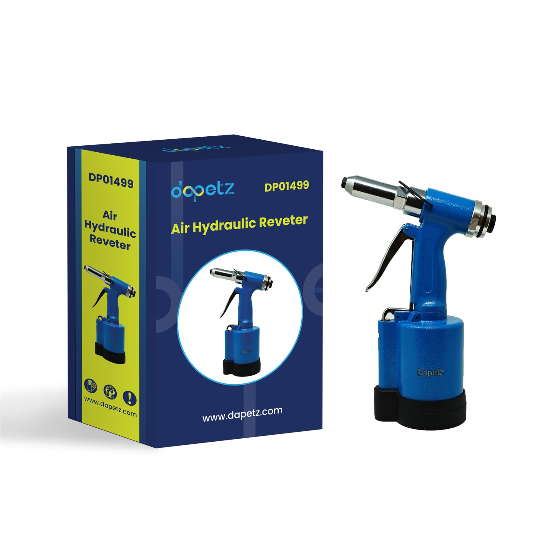 Dapetz ® Air Hydraulic Pneumatic Pop Riveter Rivet Gun Air Riveter Tool Labor Saving Rivet Riveting Nut Nail Insert Hand Tool Set, 3/16-inch 5/32-inch 1/8-inch 3/32-inch Nosepieces