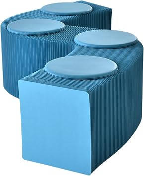 Folding Paper Stool Sofa Chair 4 Seater, Retractable Bench Leisure Ottoman, Can Change Shape Freely Space Saving for Offices, Reception Rooms, Living Rooms and Shopping Centers