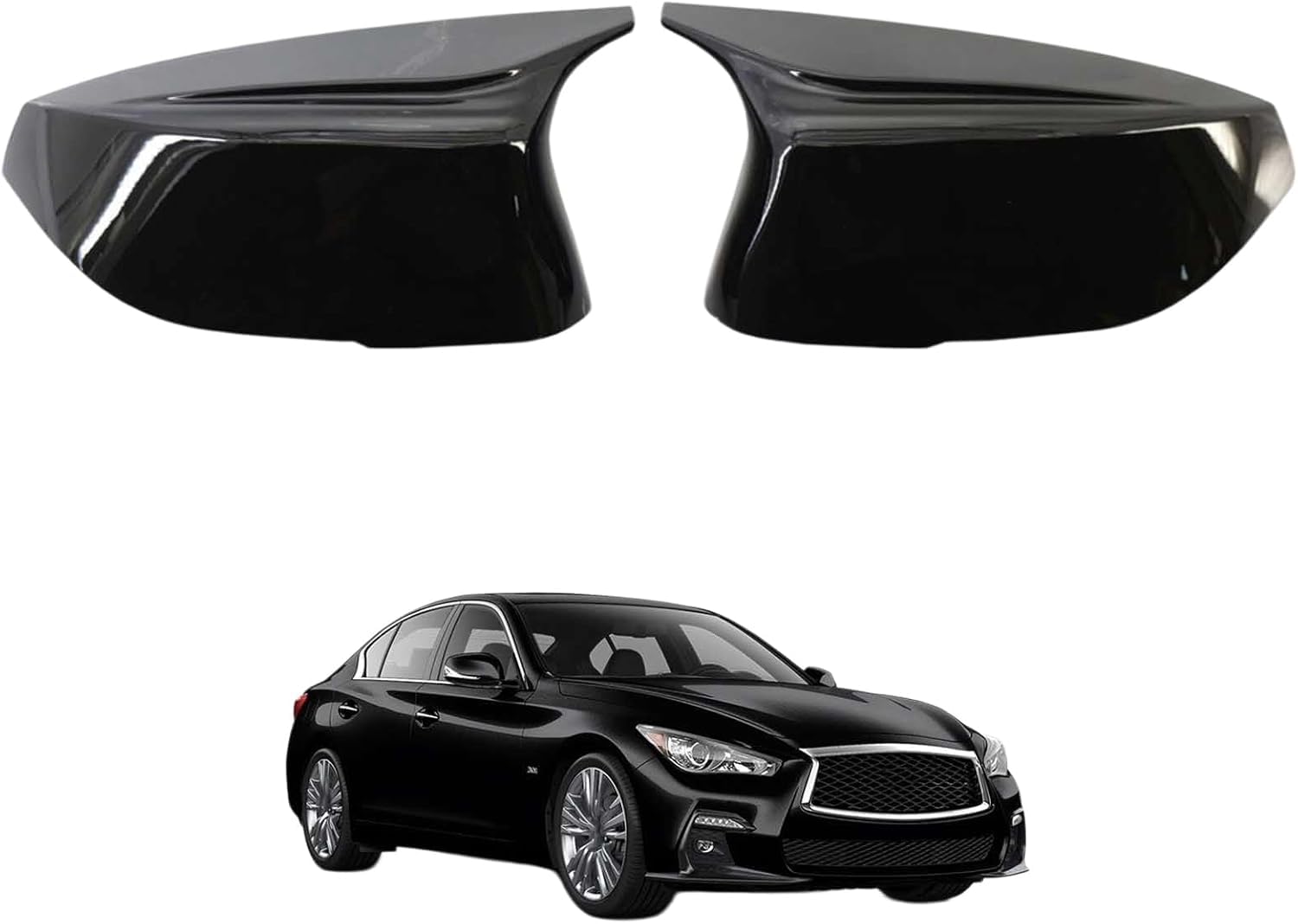 XJPGHA Wing Mirror Covers Caps for Infiniti Q50 Q50S 2014-2018, Sturdy Durable Cover Housing Door Mirror Vehicle Accessory Rearview Side Covers,Black