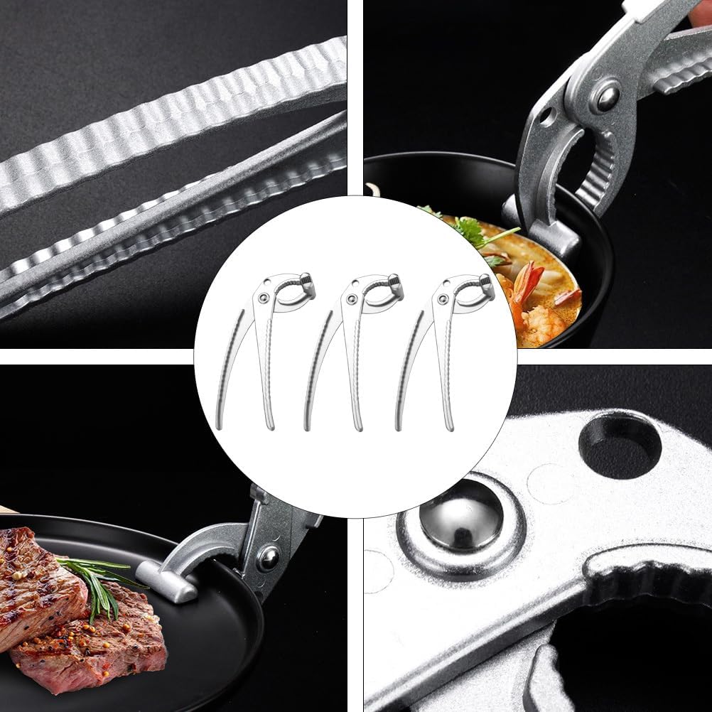 Amosfun 3pcs Hot Plate Lifters Anti-Scald Dish Grippers for Bowls and Plates Ergonomic Heat Resistant Clip Tool for Safe Handling in Kitchen Steamers and Outdoor Cooking 6.88in