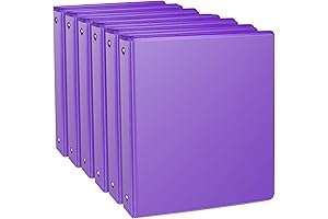 COMIX 3 Ring Binder 1 inch Purple Pack of 6
