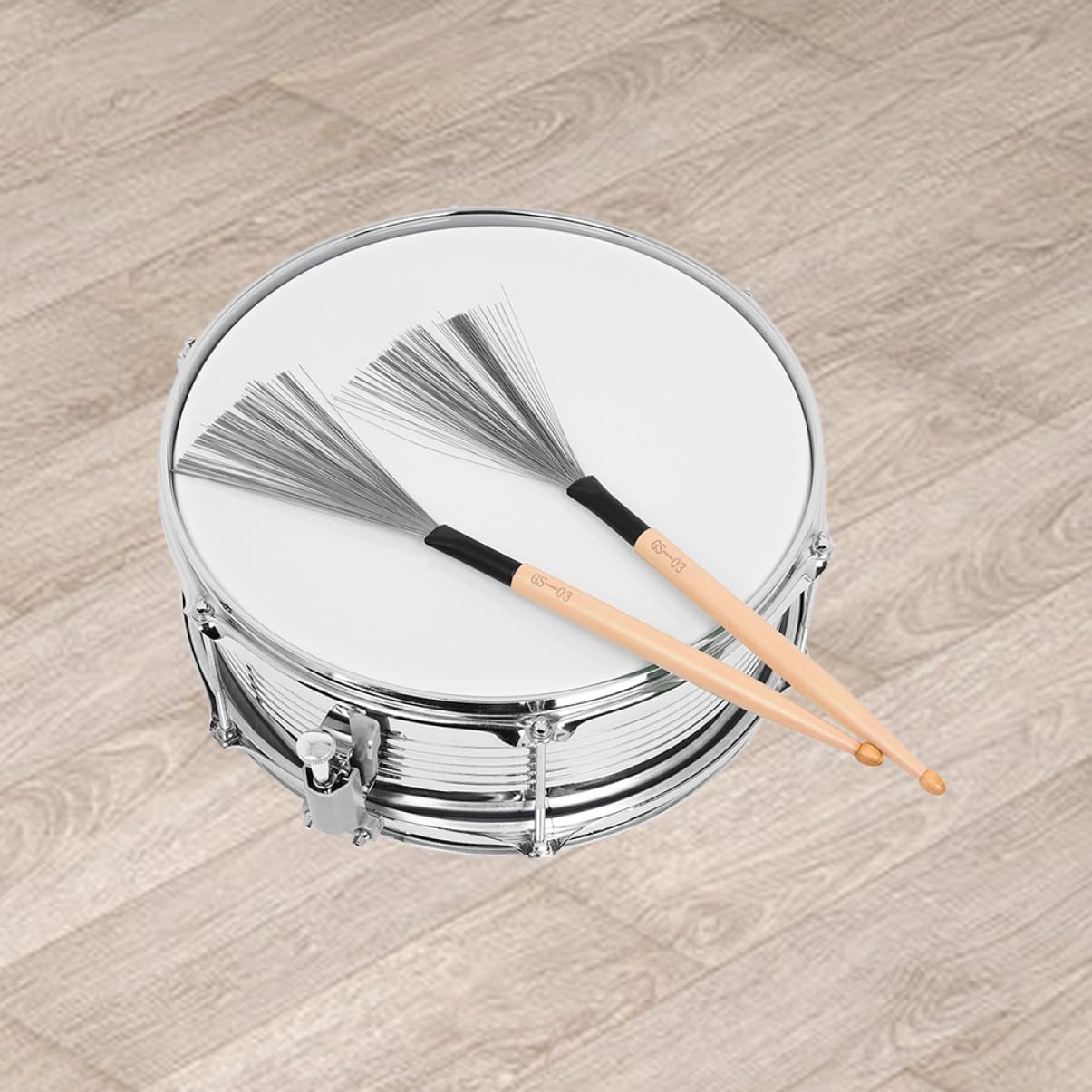 Milisten Spazzole per Batteria Jazz in Filo D'acciaio e Acero, Manico Antiscivolo e Facile da Conservare, per Uso in Musica Percussiva Ritmica