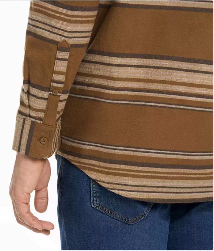 Hurley Brushed Long Sleeve Flannel (Bronzed Stripes, XX-Large)