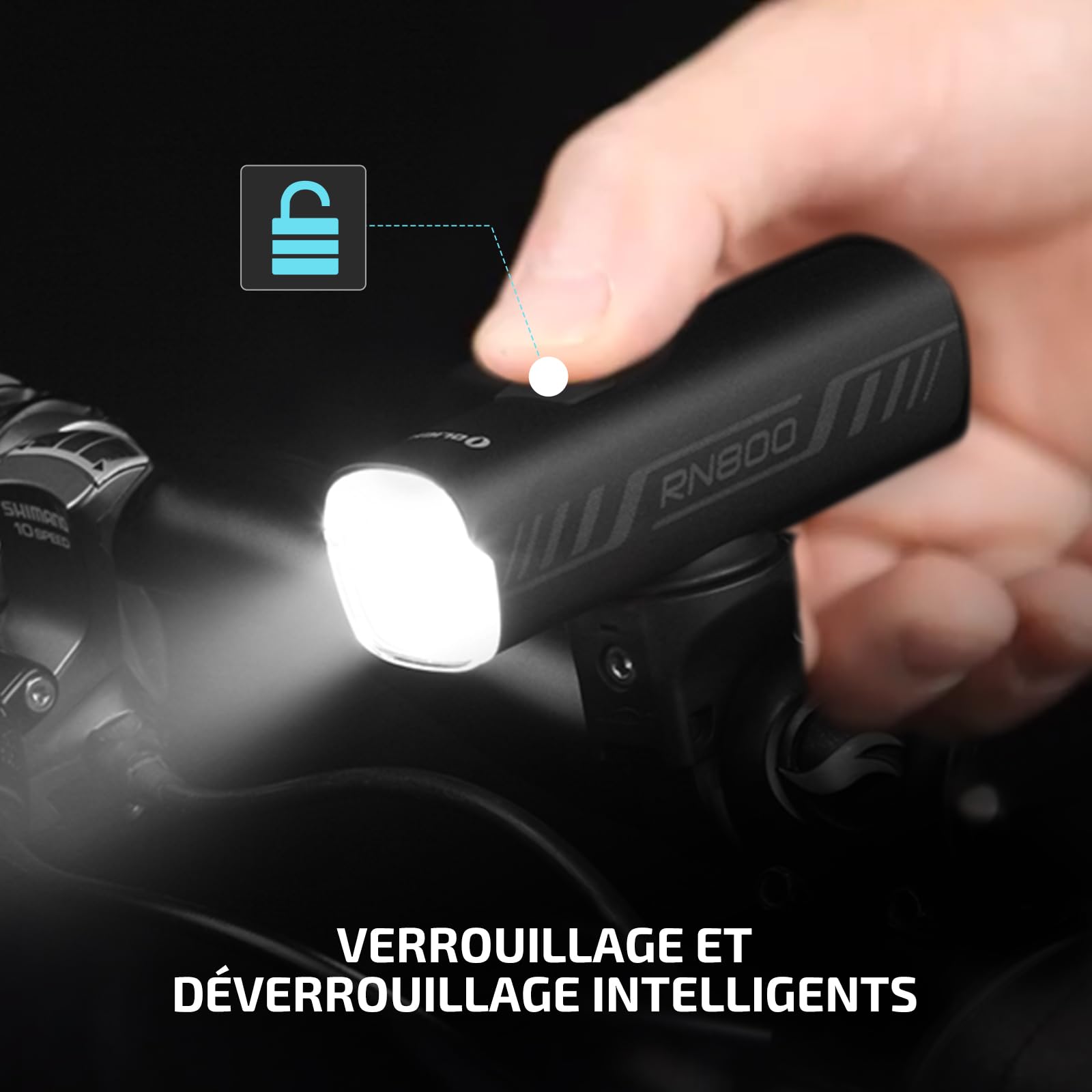 OLIGHT RN800 Éclairage de Bicyclette Étanche Lumière Avant de vélo Puissante 800 Lumens Portée 137 Mètres Projecteur Rechargeable avec Batterie avec Télécommande sans Fil pour Cyclisme VTT