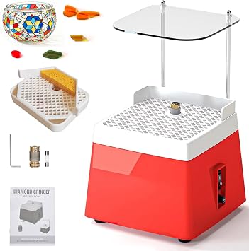 Stained Glass Grinder, 4200r/min Mini Portable Stained Grinder Kit Glass Art Grinding Tool with 5/8" Replaceable Diamond Grinder Bit for Glass Processing Arts Etc 110V 65W