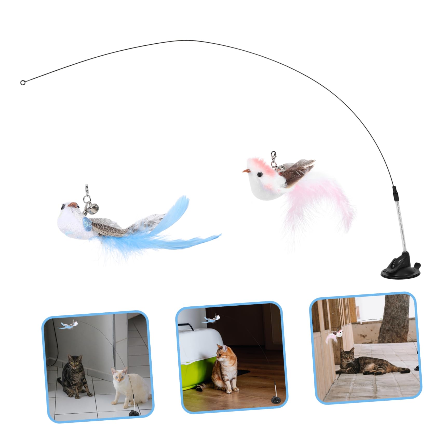 YARNOW 4 Set Bastoncino per gatti a ventosa cat toys Pluma giocattolo giocattoli per animali domestici giocattoli di arricchimento per gatti rompicapo giocattolo gatto piuma
