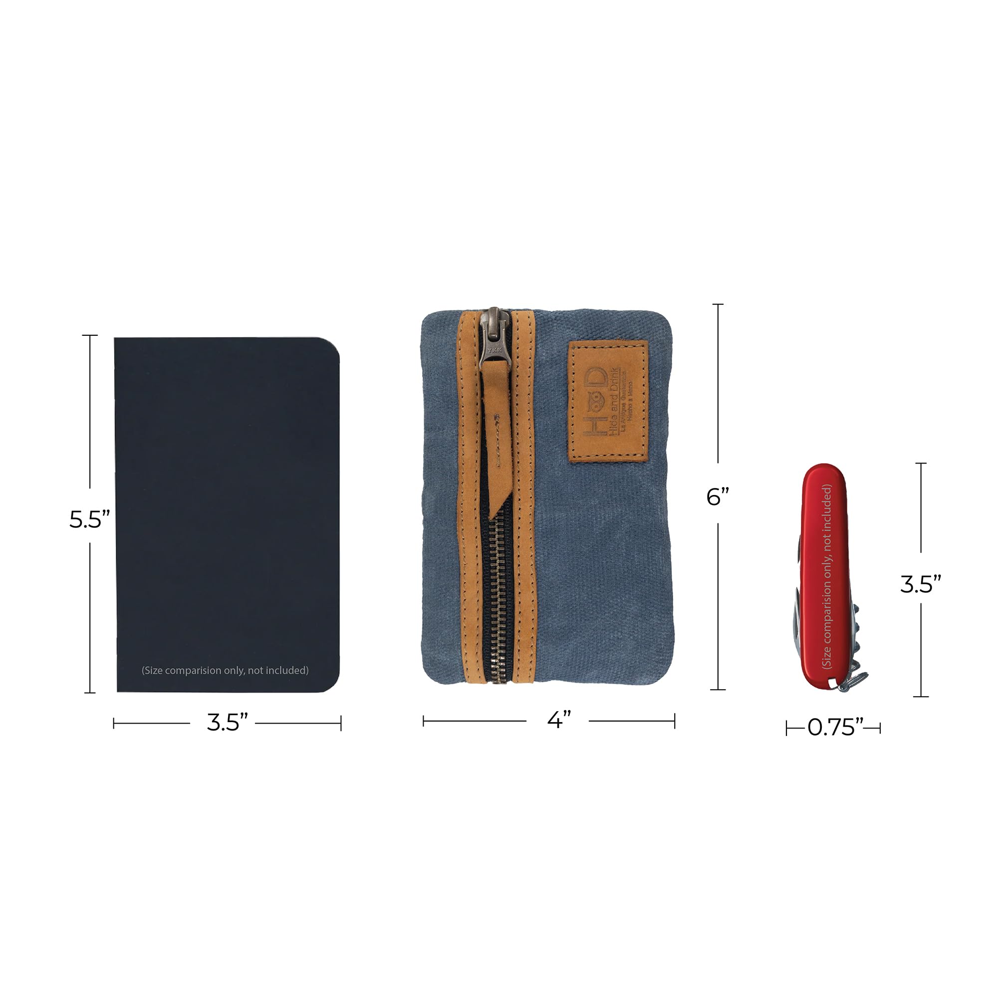 Hide & Drink, Multi-Tool Pocket Pouch, Compact Multipurpose EDC Zippered Bag, Mini Camping Tool Case, Waxed Canvas, Knife Holster, Handmade Slim Organizer