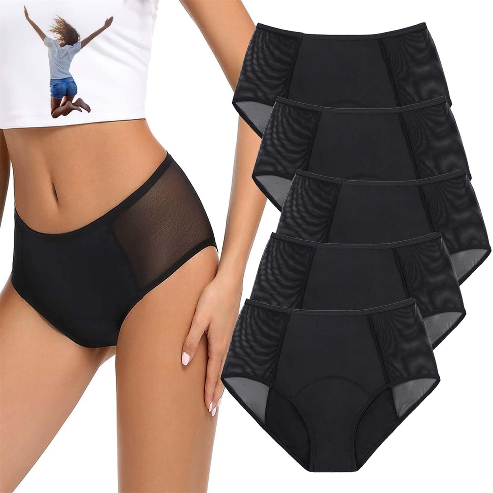 Bragas a prueba de fugas, de flujo pesado, a prueba de fugas, soporte para el suelo pélvico y ropa interior a prueba de fugas, ropa interior a prueba de fugas para mujer