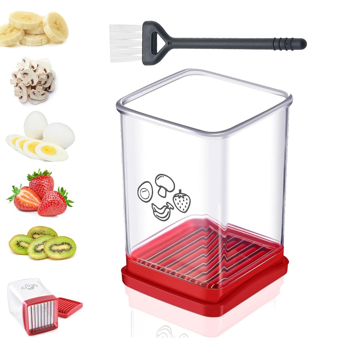 Cup Slicer, Fruit and Vegetable Fast Slicer with Push Plate, Stainless Steel Strawberry Slicer Banana Slicer Egg Slicer Mushroom Cutters, Portable Cutting Kitchen Gadget, Fresh Platter Making (1 PCS)