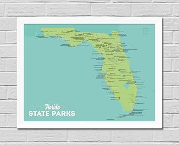 Florida State Parks 18x24 Poster Green & Aqua | White Frame.