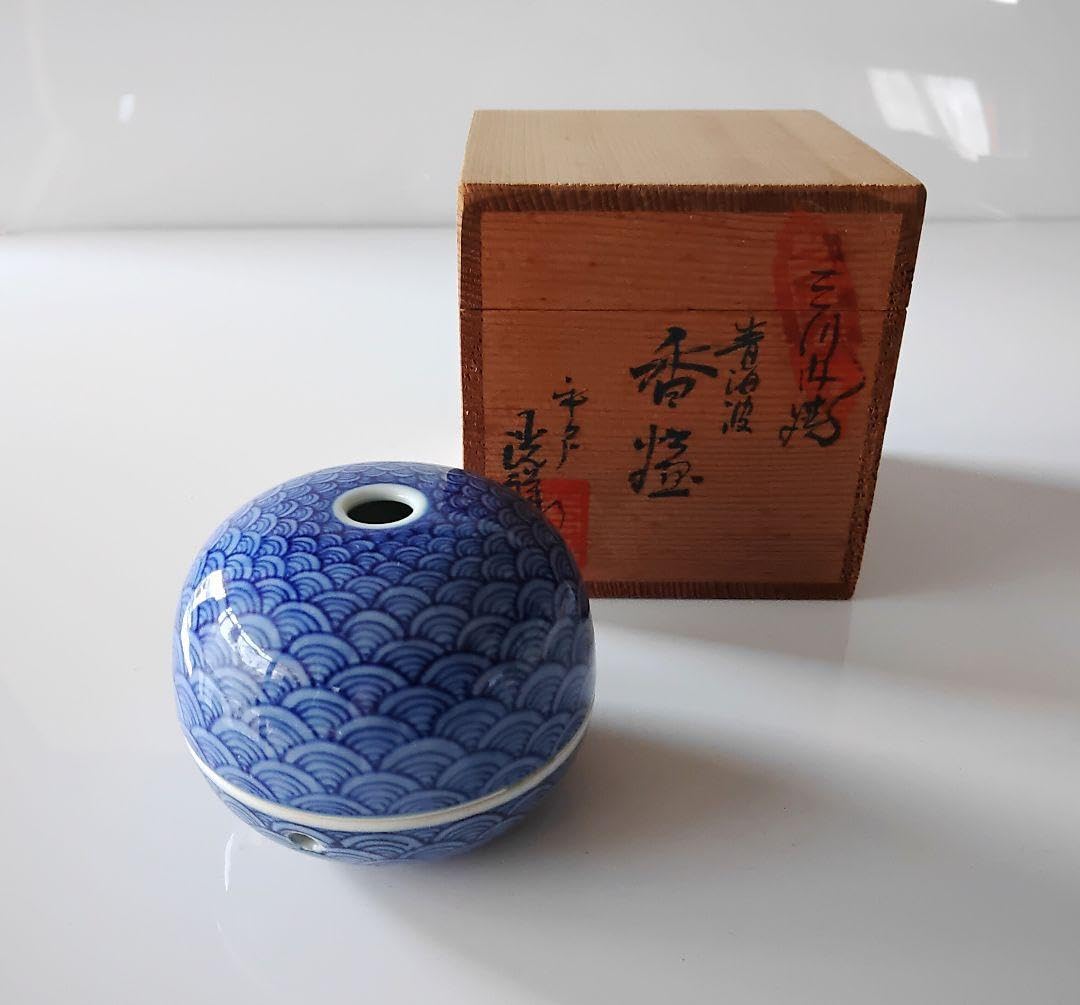Amazon.co.jp: 青海波 香炉 三川内焼 平戸洸祥 手造 手描き 作家物 
