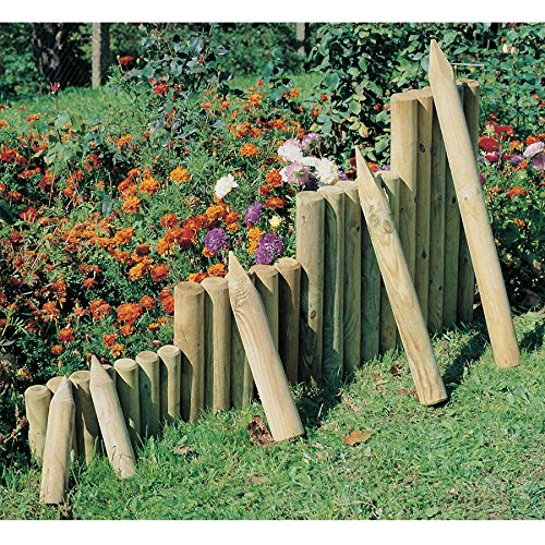 Gartenpirat Holzpfahl Kiefer imprägniert Ø 6 x 30 cm, gefräst & gespitzt | Für Beeteinfassung, Rasenkante und Palisade im Garten sowie zur Beetgestaltung und Abgrenzung