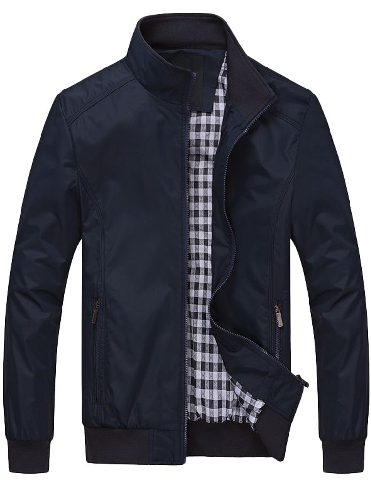FTCayanz Blouson Homme Casual Léger Veste Mi Saison Manches Longues Col Montant Manteau S-3XL