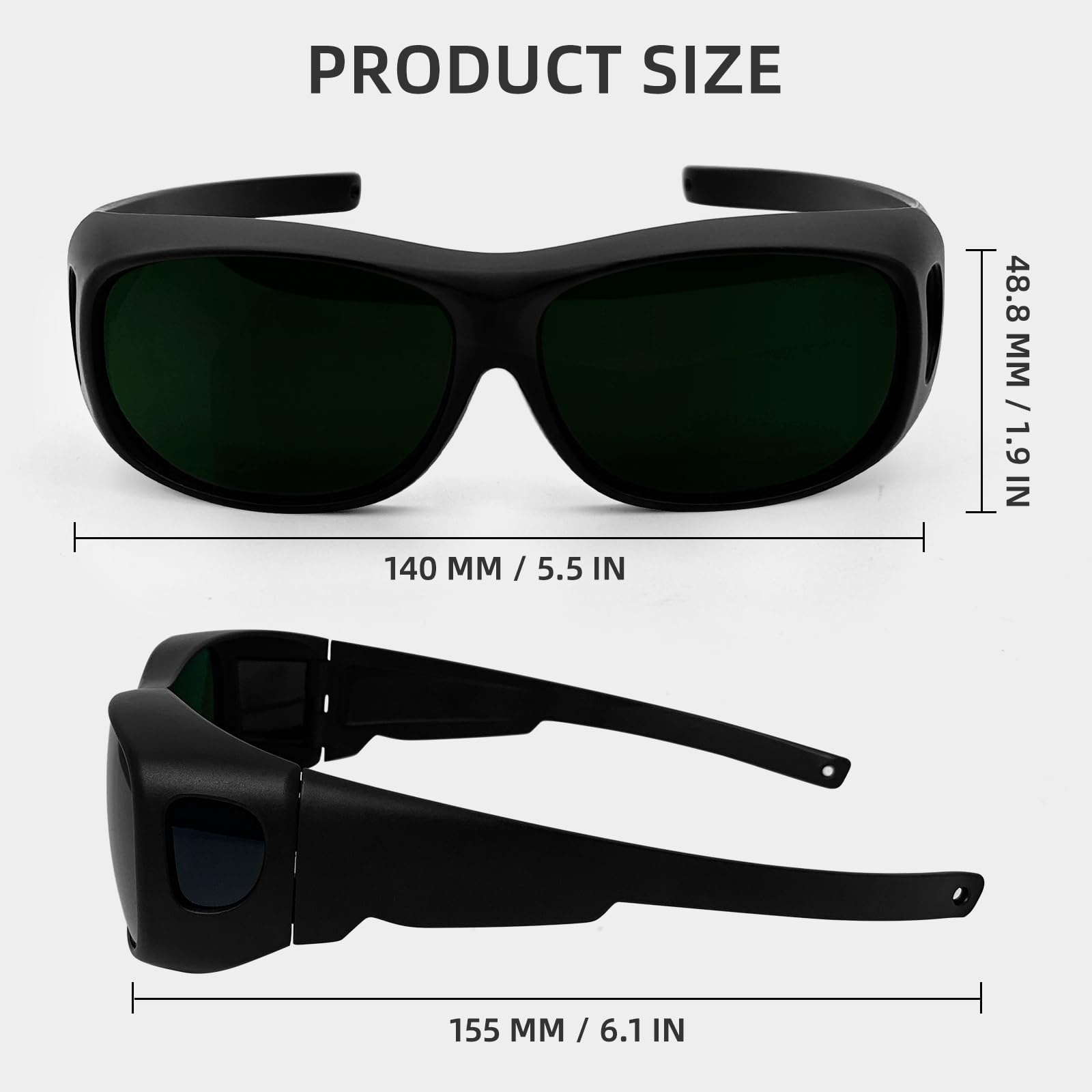 Schweißbrille, IR-Schattierung 5, ANSI-konform | Wrap-around-Linse für volle Abdeckung, Anti-Kratz-Beschichtung, UV-Schutz. Ideal zum Schweißen, Schleifen, Brennerschneiden