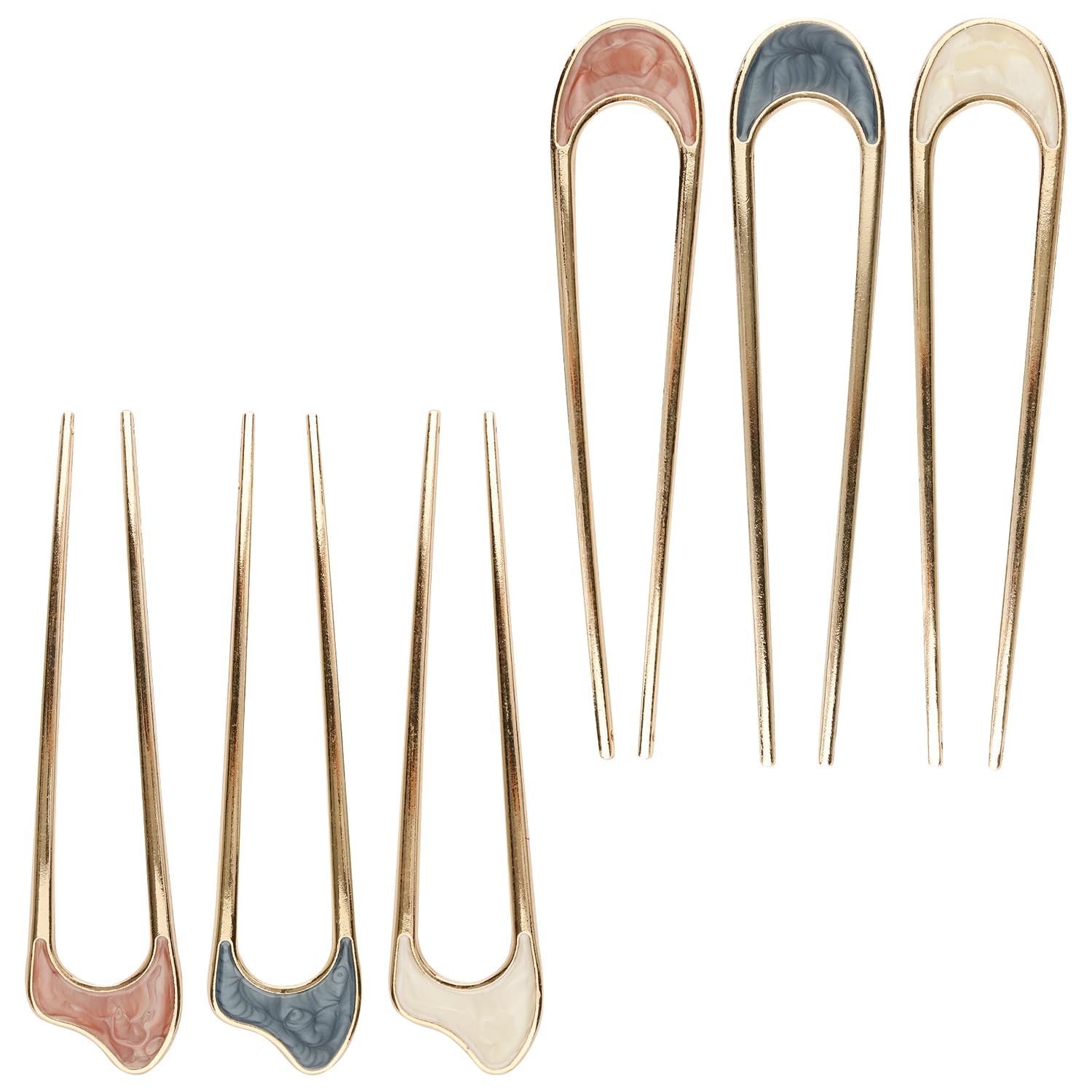 Thyonta 6 Pcs Metal U-Shaped French Vintage Style Hair Pins for Buns Weddings & Parties, silver, 1 count (Pack of 6)