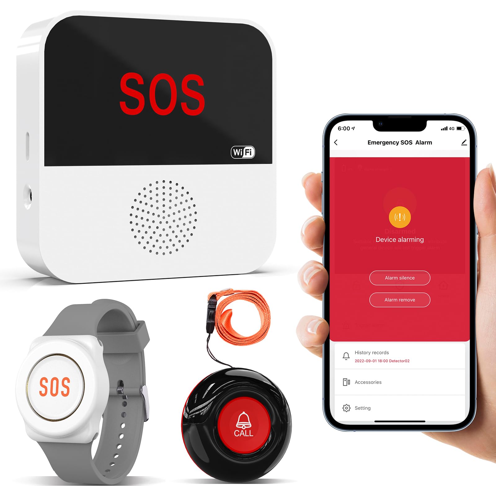 ChunHee Avisador Personas Mayores Botón Emergencia Ancianos Tuya WiFi Smart Senior Sistema de Alerta de Llamada de Emergencia para Pacientes Mayores Discapacitados (Versión enchufable (con reloj 2-1))