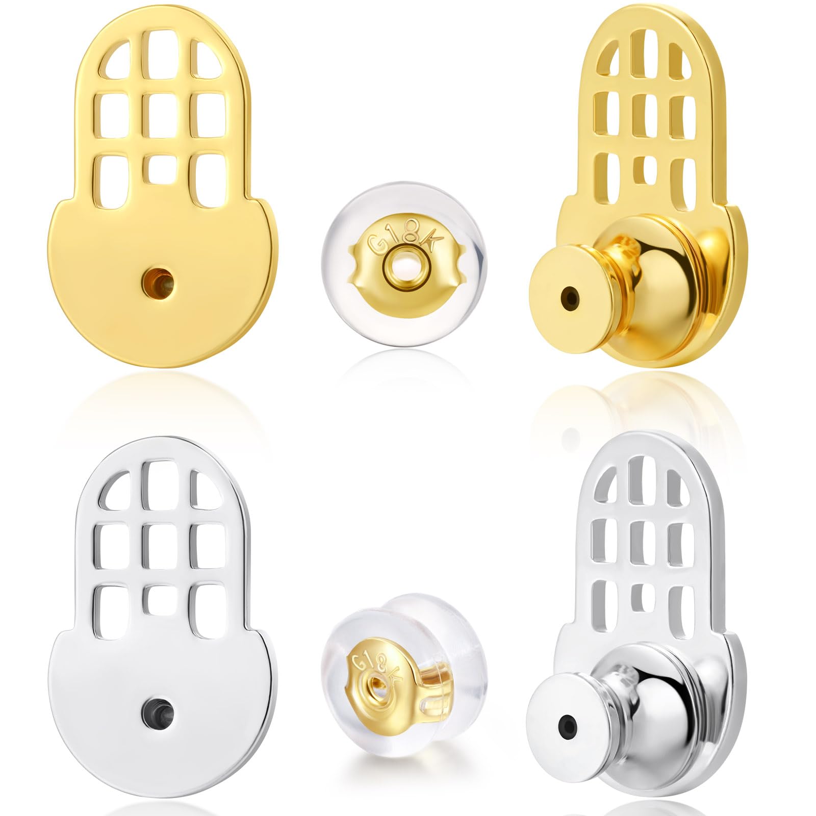 Photo 1 of 18K Gold Plated Earring Backs, Sturdy Waterdrop-Style Earring Backs Replacements for Droopy Ears, Big Earrings Lifter Backings for Studs Heavy Earrings, 6 PCS Multicolor