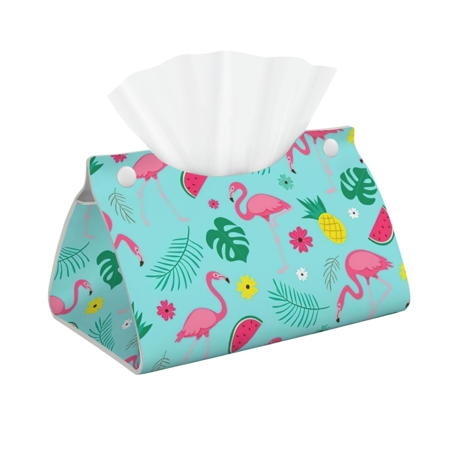 Flamingo Ice Cream Fruit Print Long Tissue Box Cover Tissue Dispenser Box For Living Room, Office, Car, Bathroom
