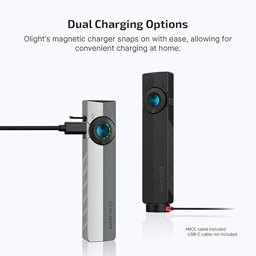 Miniatura 5 de OLIGHT ArkPro EDC - Linterna plana recargable con haz verde, LED UV y blanco, 1500 lúmenes USB-C bolsillo linterna de campamento, reflector para