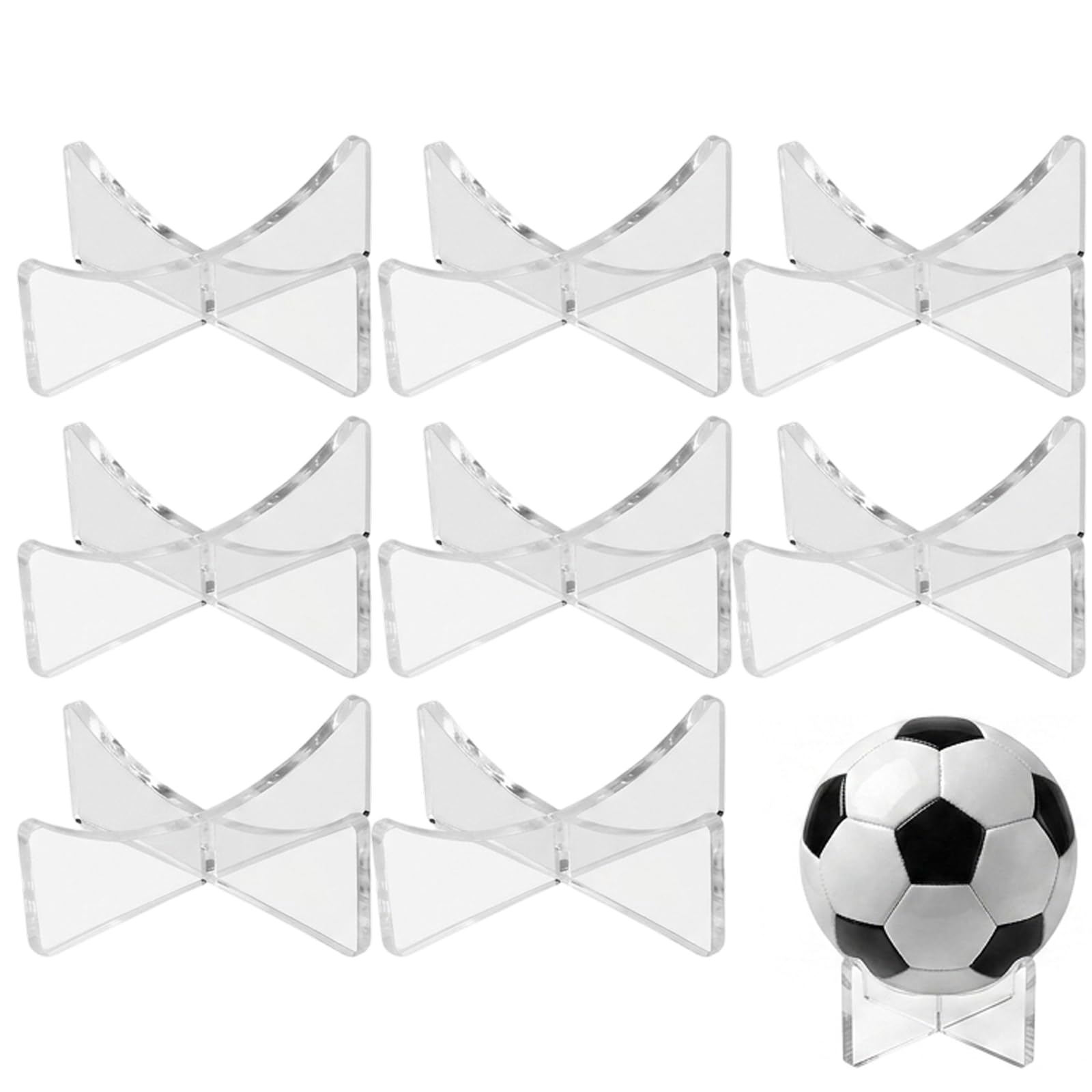 ZISHAN 8Pcs Football Stand, Ball Holder and Display Stand for Football and Rugby Balls, Compact 5 by 2.8 cm Size, Transparent Stands for Organising Sports Equipment