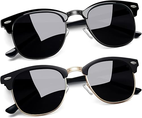 Joopin Lentes de sol vintage de medio marco, polarizados, protección UV, para mujeres y hombres